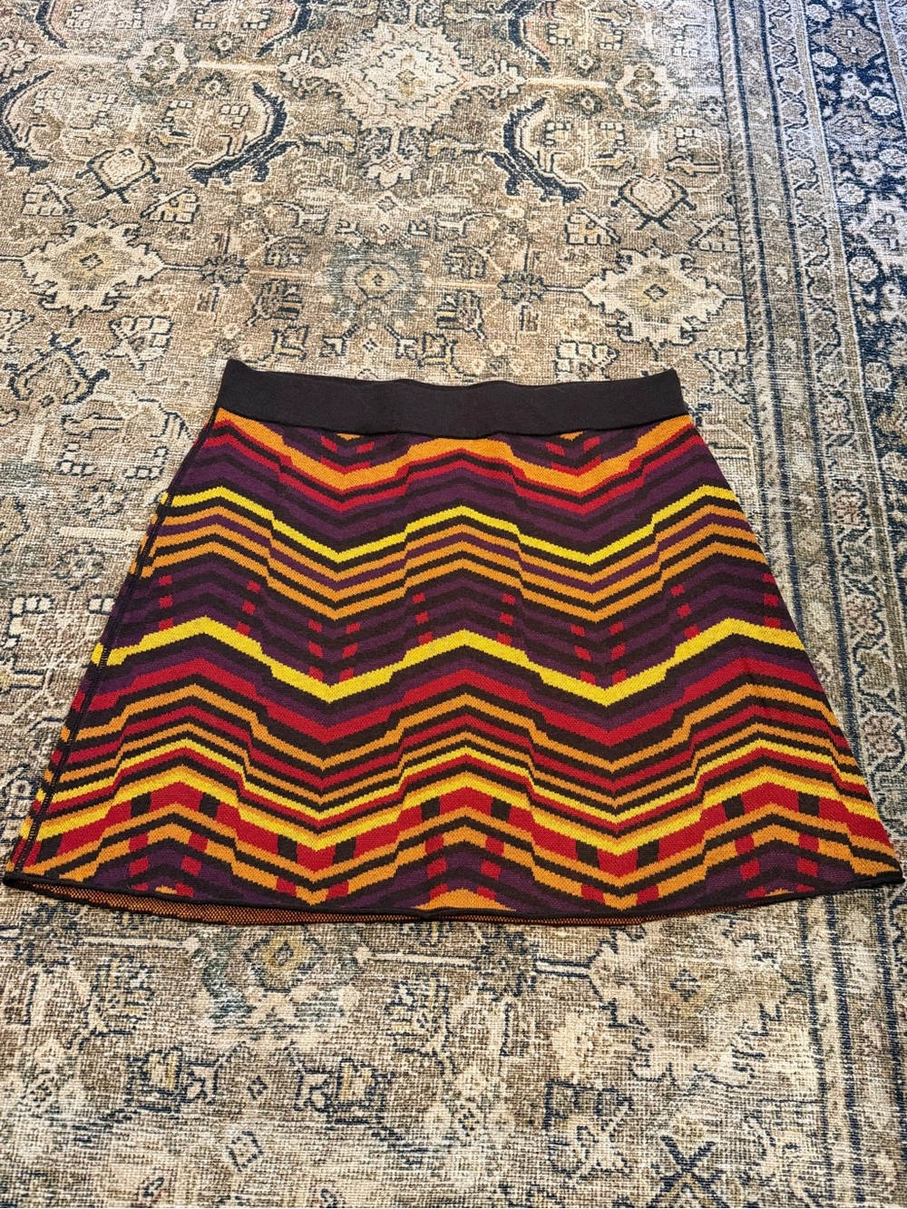 Title Nine Multicolor Chevron A-Line Skirt - Yellow, Burgundy & Purple